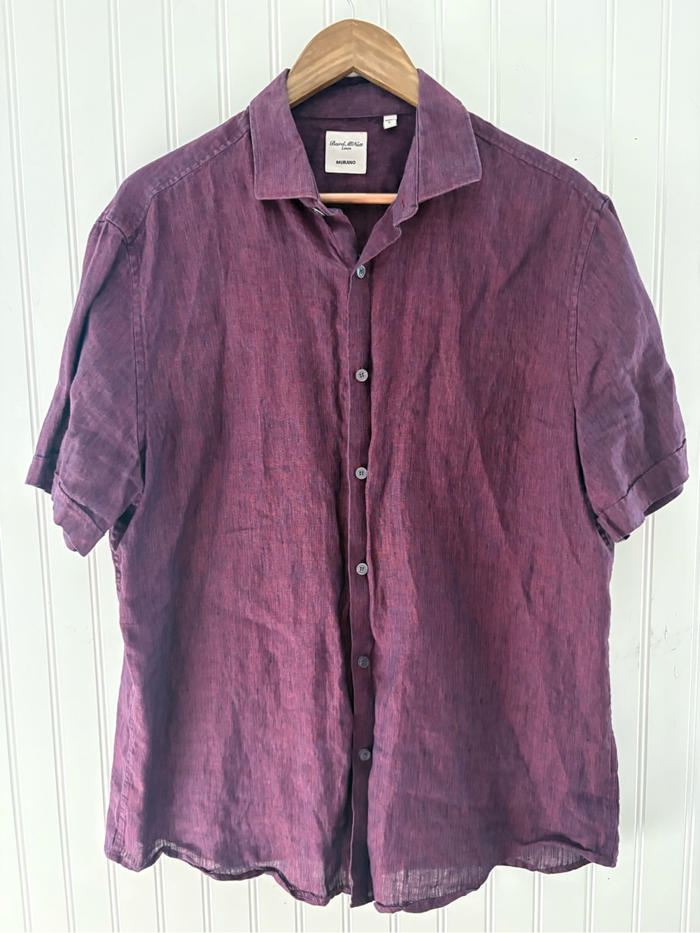 Baird McNutt 100% linen Casual Short-Sleeve Button-Down Shirt - Plum